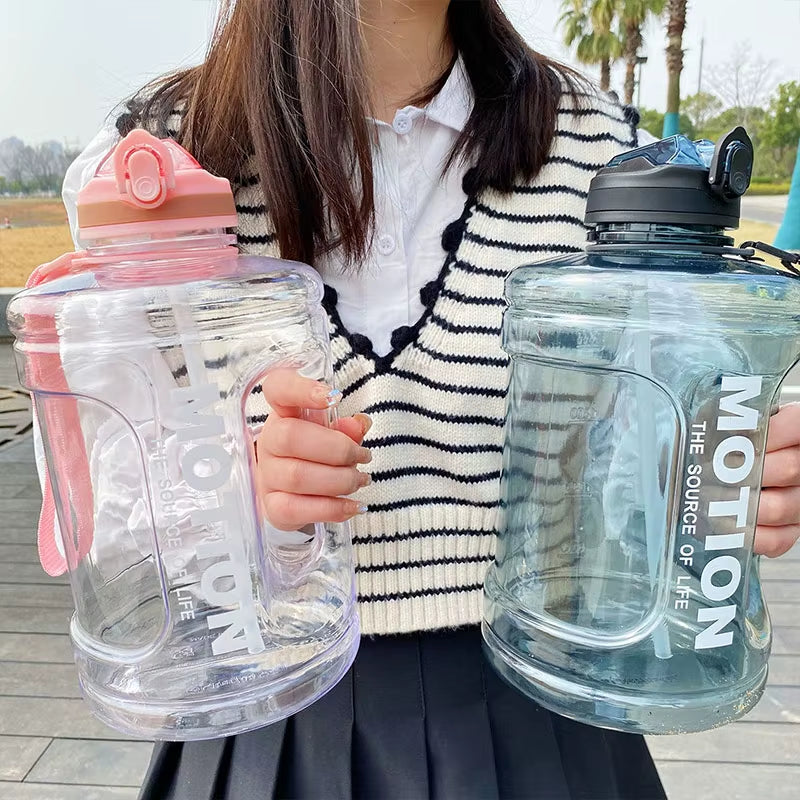 1.5L 2.5L Plastic Sport Water Bottles Large Capacity Leakproof Water Kettle Gym Shaker Outdoor Gallon Bottle with Time Marker