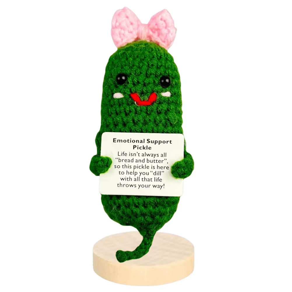 Cute Crochet Christmas Pickle Knitting Doll Positive Potato Pickle Handmade Emotional Support Pickled Cucumber Gift Crochet Doll