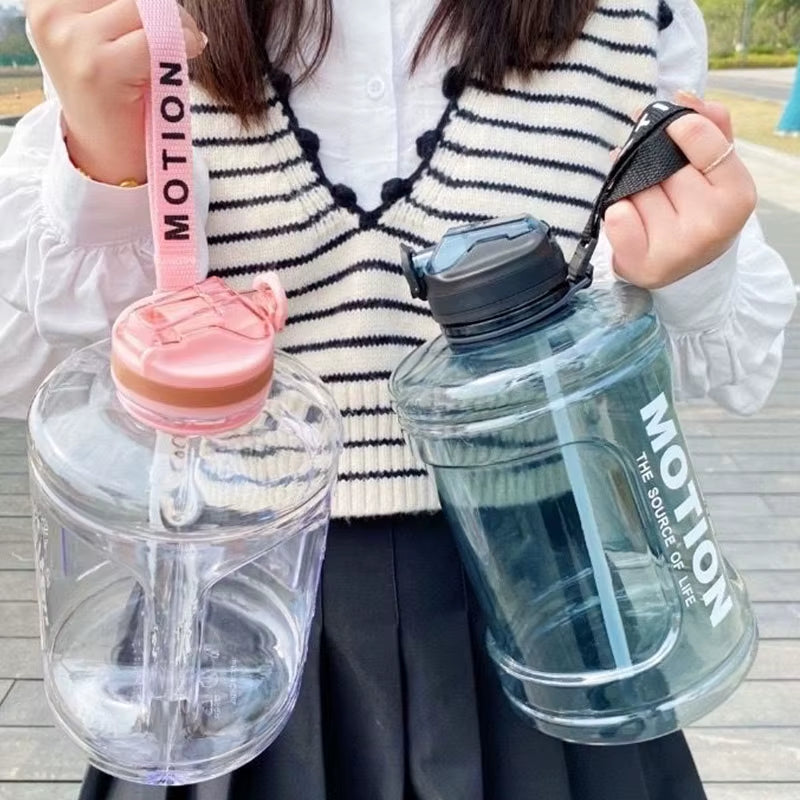 1.5L 2.5L Plastic Sport Water Bottles Large Capacity Leakproof Water Kettle Gym Shaker Outdoor Gallon Bottle with Time Marker