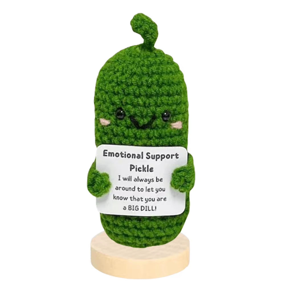Cute Crochet Christmas Pickle Knitting Doll Positive Potato Pickle Handmade Emotional Support Pickled Cucumber Gift Crochet Doll
