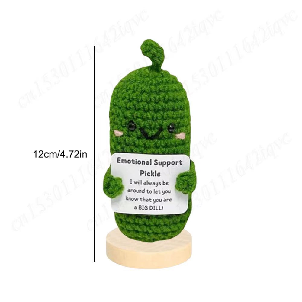 Cute Crochet Christmas Pickle Knitting Doll Positive Potato Pickle Handmade Emotional Support Pickled Cucumber Gift Crochet Doll