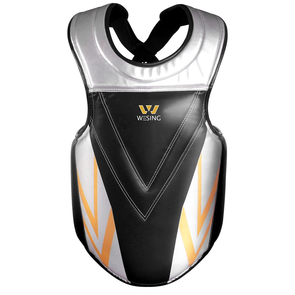 Wesing Boxing Chest Guard for Men Women Kids Boxing Chest Protector Sanda Kickboxing MMA Muay Thai Black Boxing Chest Guard Body